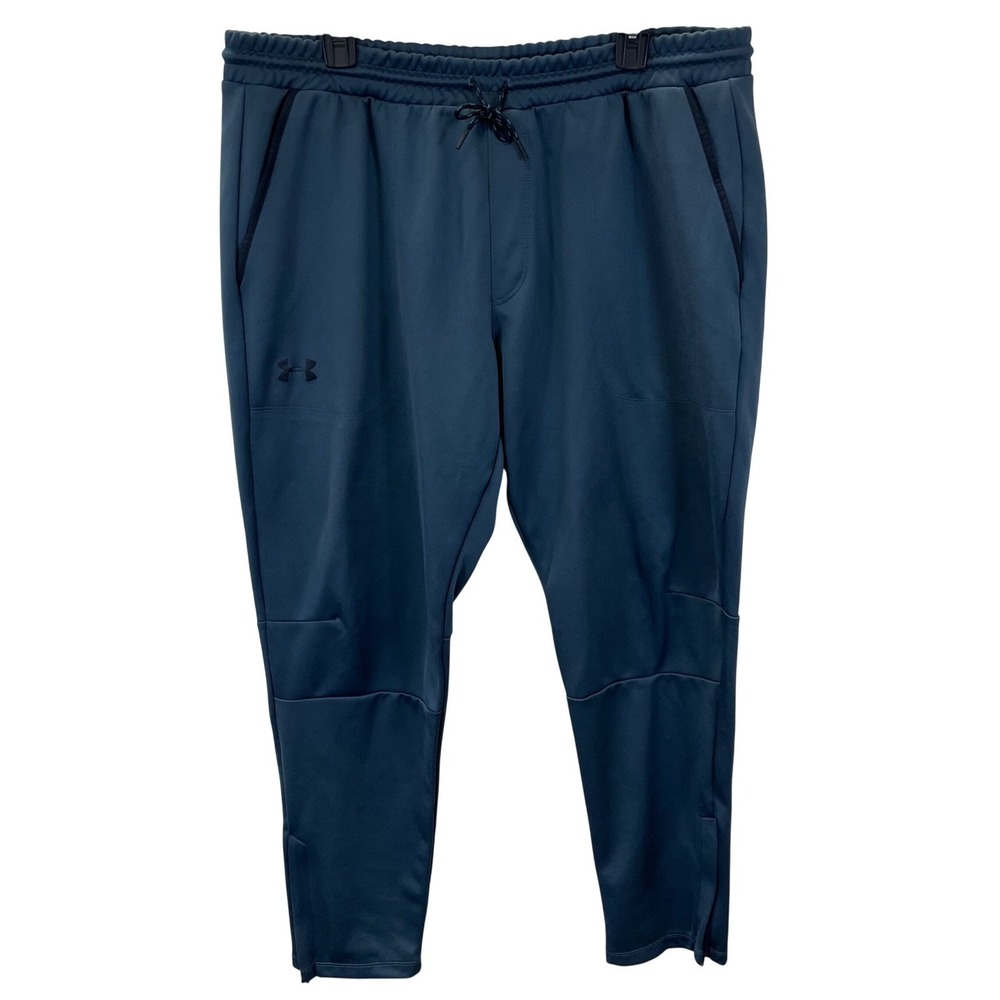Under Armour‎ Mens XL Loose Jogger Pants Teal Blue Tapered Leg Zipper Cuffs XL